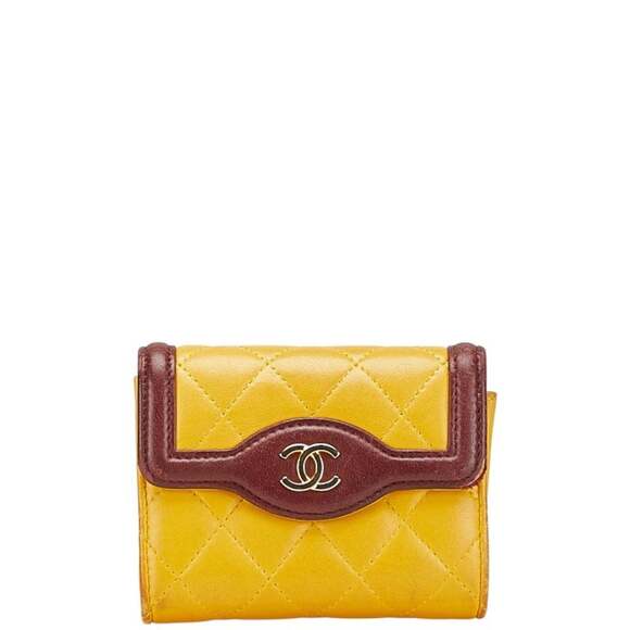 CHANEL Matelasse Coco Mark Wallet/Coin Case/Business Card Case/Card Case Yell...